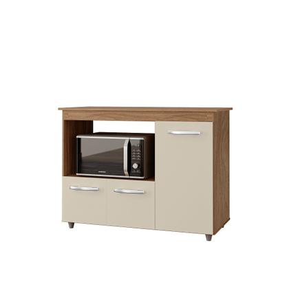 Imagem de Balcão Multiuso Liza 114m 3 portas com Nicho Para Forno/Microondas - Savana/Off White Móblis 