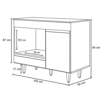 Imagem de Balcão Multiuso para Cooktop 4 Bocas Georgia Preto/Cinza - Lumil Móveis
