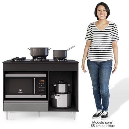 Imagem de Balcão Multiuso para Cooktop 4 Bocas Georgia Preto/Cinza - Lumil Móveis
