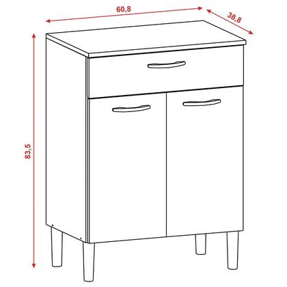 Imagem de Balcão Multiuso Para Cozinha Diamante 2 Portas Branco Kit's Paraná