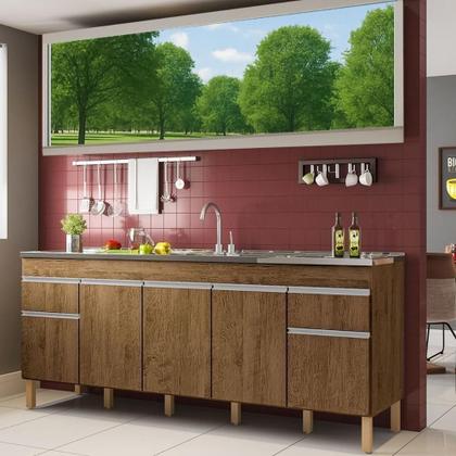 Imagem de Balcão Natal 5 Portas Para Pia De 2 Mt Castanho