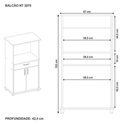 Imagem de Balcão Notável Multiuso Para Micro-ondas/forno Freijo/branco