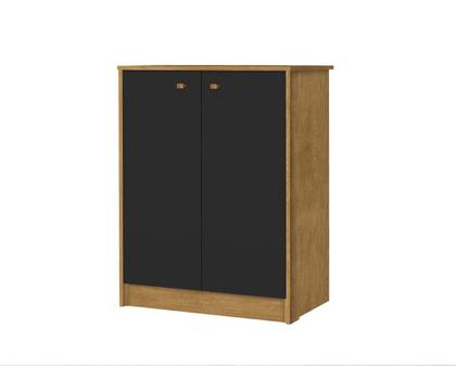 Imagem de Balcão Off Para Escritório 2 Portas Com Prateleira Interna Cor Nature/Preto