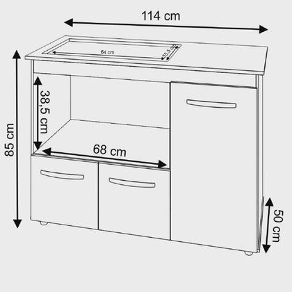 Imagem de Balcão P/ Cooktop De 5 Bocas Forno Microondas Multiuso Ana
