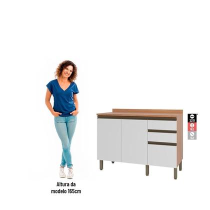 Imagem de Balcão para Banheiro 1200mm 2 Portas 3 Gavetas Macadâmia