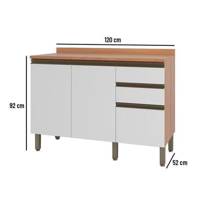 Imagem de Balcão para Banheiro 1200mm 2 Portas 3 Gavetas Macadâmia