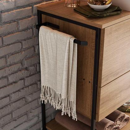 Imagem de Balcão Para Banheiro Com Pés em Aço 1 Porta e 1 Gaveta 80 cm