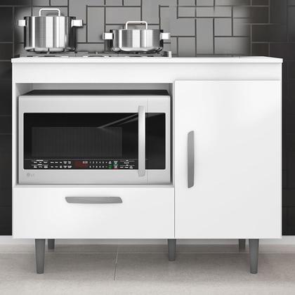 Imagem de Balcão Para Cooktop 1 Porta 1 Gaveta 105 cm Alec Branco PLN