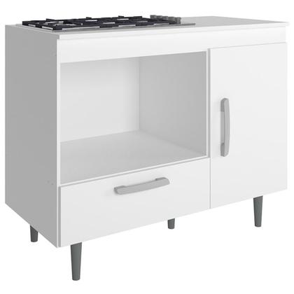 Imagem de Balcão Para Cooktop 1 Porta 1 Gaveta 105 cm Alec Branco PLN