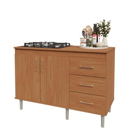 Imagem de Balcão Para Cooktop 1,20m 5 Bocas 2 Portas E 3 Gavetas Turim Nature