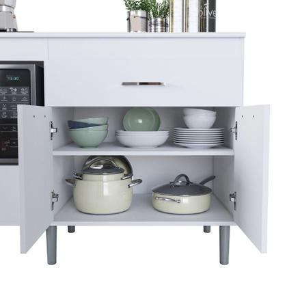 Imagem de Balcão Para Cooktop 1,40m 5 Bocas 1 Nicho Com 2 Portas E 2 Gavetas Turim Branco