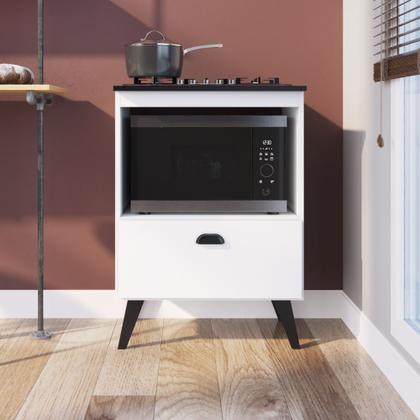 Imagem de Balcão para Cooktop 4 Bocas 1 Porta Basculante e Espaço para Forno Bogotá Branco Art In Móveis