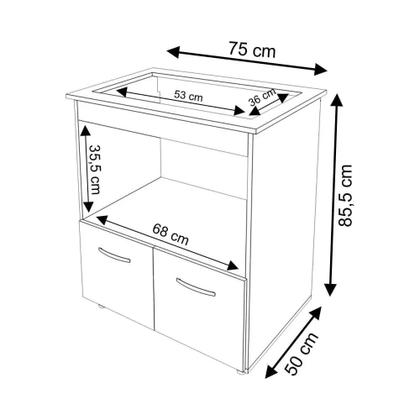 Imagem de Balcão Para Cooktop 4 Bocas 2 Portas Armário De Cozinha Elisa - SSX Multicoisas