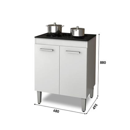 Imagem de Balcão para cooktop 4 bocas 2 portas branco nauru