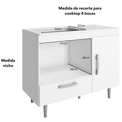 Imagem de Balcão Para Cooktop 4 bocas Alecrim 1 Porta Branco Poliman