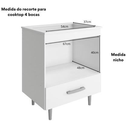Imagem de Balcão Para Cooktop 4 bocas Alecrim Branco Poliman