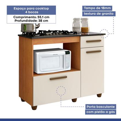 Imagem de Balcão para Cooktop 4 Bocas e Forno 2 Portas 1 Gaveta Violeta Kaiki Móveis