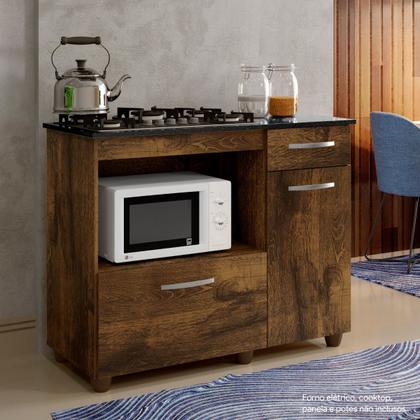 Imagem de Balcão para Cooktop 4 Bocas e Forno 2 Portas 1 Gaveta Violeta Kaiki Móveis