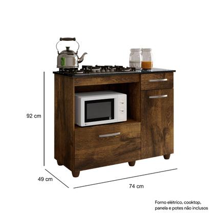 Imagem de Balcão para Cooktop 4 Bocas e Forno 2 Portas 1 Gaveta Violeta Kaiki Móveis