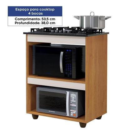 Imagem de Balcão Para Cooktop 4 Bocas Turim Naturalle Com Off White