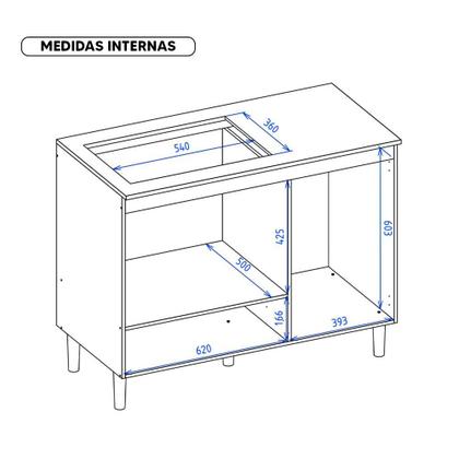 Imagem de Balcão Para Cooktop 4 E 5 Bocas 1 Porta 1 Gaveta Branco Fit Nicioli