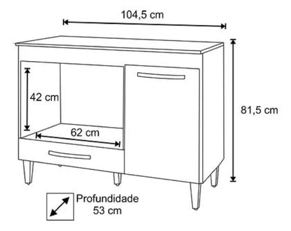 Imagem de Balcão Para Cooktop 4 e 5 Bocas Com Nicho Para Forno Carla Preto Fosco Ajl