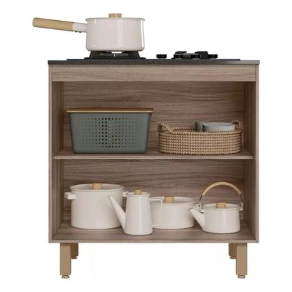 Imagem de Balcão Para Cooktop 4 ou 5 Bocas Armário Multiuso de Cozinha 80cm Com 2 Portas