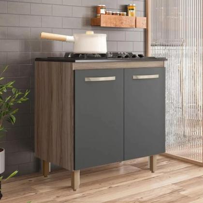 Imagem de Balcão Para Cooktop 4 ou 5 Bocas Armário Multiuso de Cozinha 80cm Com 2 Portas