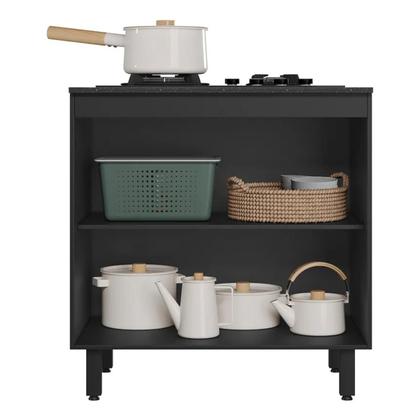Imagem de Balcão Para Cooktop 4 ou 5 Bocas Armário Multiuso de Cozinha 80cm Com 2 Portas