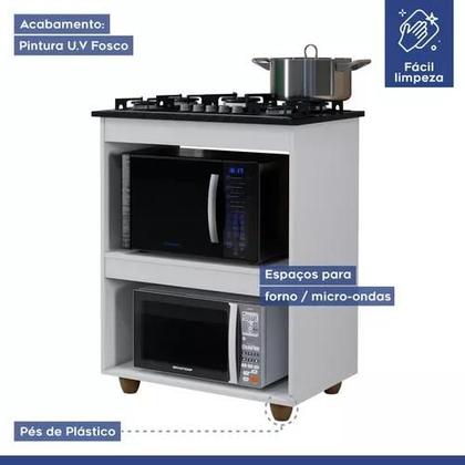 Imagem de Balcão para Cooktop 4 ou 5 Bocas com Espaço para Forno e Micro-ondas  MDP com Tampo