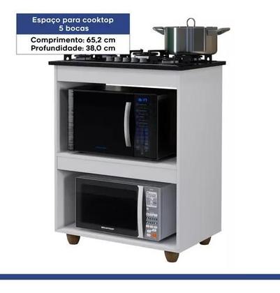 Imagem de Balcão para Cooktop 4 ou 5 Bocas com Espaço para Forno e Micro-ondas  MDP com Tampo
