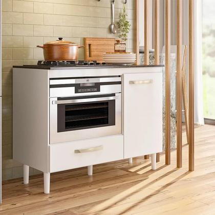 Imagem de Balcão para Cooktop 4 ou 5 Bocas Cozinha Multiuso com 1 Porta e 1 Gaveta FIT Forno e Microondas