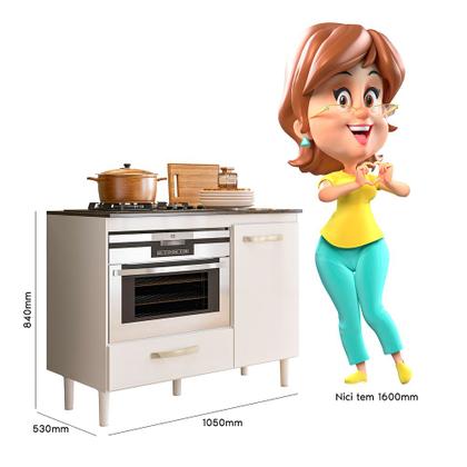 Imagem de Balcão Para Cooktop 4 ou 5 Bocas e Forno Fit com Porta e Gaveta