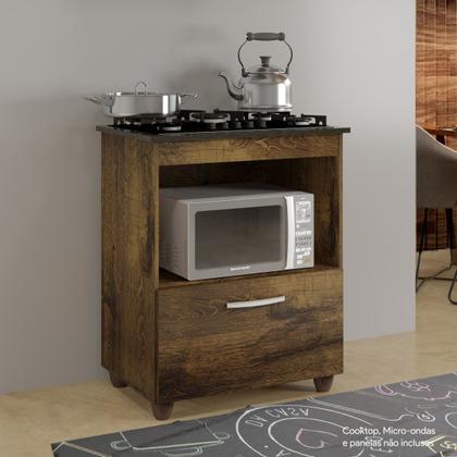 Imagem de Balcão para Cooktop 5 Bocas 1 Porta  Basculante 1 Nicho para Micro-ondas Salvia Kaiki Móveis