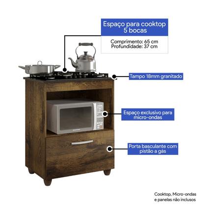 Imagem de Balcão para Cooktop 5 Bocas 1 Porta  Basculante 1 Nicho para Micro-ondas Salvia Kaiki Móveis