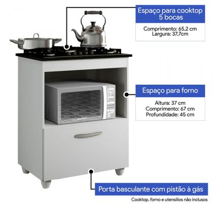 Imagem de Balcão para Cooktop 5 Bocas 1 Porta  Basculante 1 Nicho para Micro-ondas Salvia Kaiki Móveis