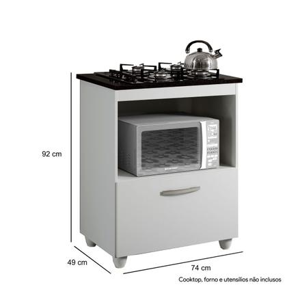 Imagem de Balcão para Cooktop 5 Bocas 1 Porta  Basculante 1 Nicho para Micro-ondas Salvia Kaiki Móveis