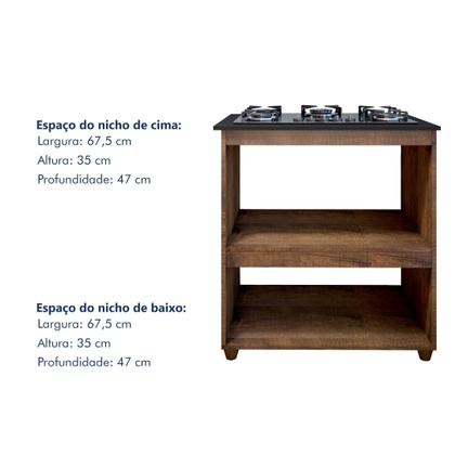 Imagem de Balcão para Cooktop 5 Bocas 2 Nichos para Forno Turim