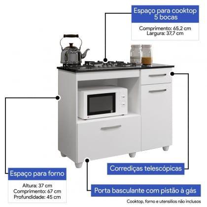 Imagem de Balcão para Cooktop 5 Bocas 2 Portas 1 Gaveta Violeta Kaiki Móveis