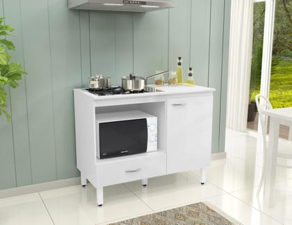 Imagem de Balcão para Cooktop 5 Bocas com Espaço para Forno 1 Porta 1 Gaveta Cozinha Compacta Multiuso