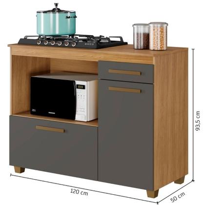 Imagem de Balcão para Cooktop 5 Bocas Cronus Cinamomo Grafite Arte Móveis