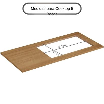 Imagem de Balcão para Cooktop 5 Bocas Cronus Cinamomo Grafite Arte Móveis