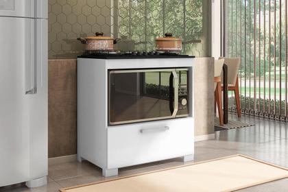 Imagem de Balcão Para Cooktop 5 bocas e Forno 1 Porta Albânia Branco Bela Casa