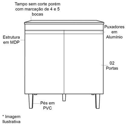 Imagem de Balcão Para Cooktop Adriana 2 Portas com Tampo