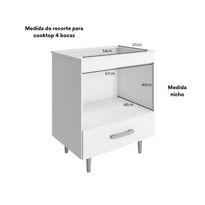 Imagem de Balcão para Cooktop com 1 gaveta Alecrim branco
