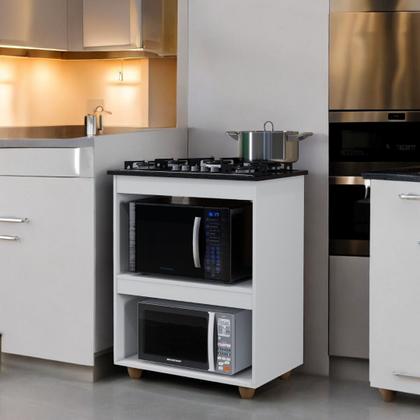 Imagem de Balcão para Cooktop com Prateleira e Nicho  Estilo Moderno, Tampo Incluso