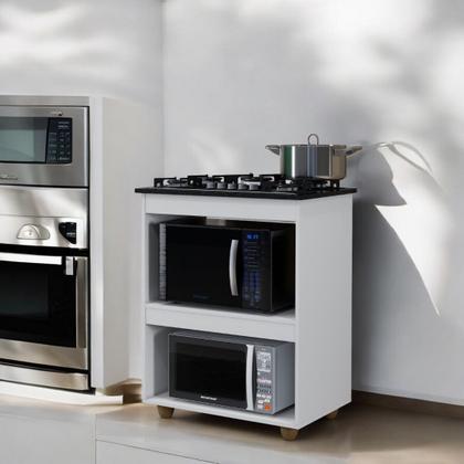 Imagem de Balcão para Cooktop com Prateleira e Nicho  Estilo Moderno, Tampo Incluso