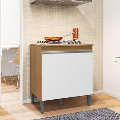 Imagem de Balcão Para Cooktop Com Tampo 4 Ou 5 Bocas 2 Portas Adriana Amêndoa/branco