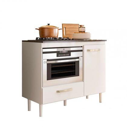 Imagem de Balcão para Cooktop e Forno com 1 Porta e 1 Gaveta Branco Nicioli Fit