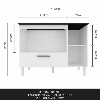 Imagem de Balcão Para Cooktop Mila 1 Pt 1 Gav Branco - Móveis Arapongas